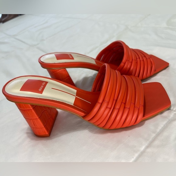 Dolce Vita priana Orange Heeled Mules sandals size 7.5 - Picture 13 of 13